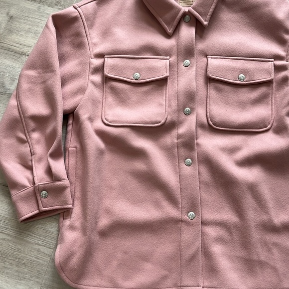 We The Free People Lola Shirt Jacket Rose Pink Fleece Buttons Womens Large NWOT - Picture 3 of 10